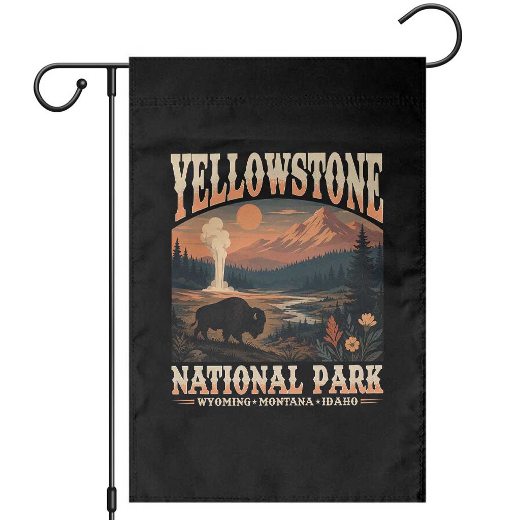 Yellowstone National Park Wyoming Montana Idaho Garden Flag Vintage Bison Geyser TS11 Black Print Your Wear
