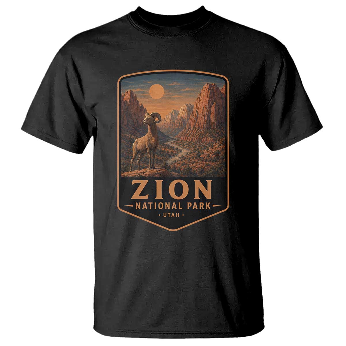 Zion National Park T Shirt Vintage The Narrows Utah Bighorn Sheep TS11 Black Print Your Wear