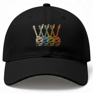Retro Guitar Peace Sign Hand Baseball Cap Funny Gift for Guitarist
