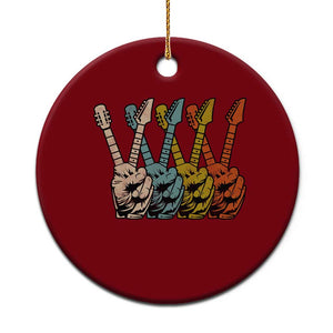 Retro Guitar Peace Sign Hand Ceramic Ornament Funny Gift for Guitarist