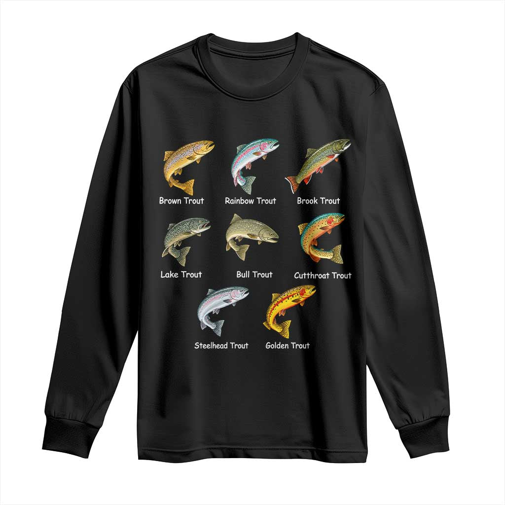 Funny Trout Fish Species Long Sleeve Shirt Biology Types of Freshwater Fish Fisherman Gifts