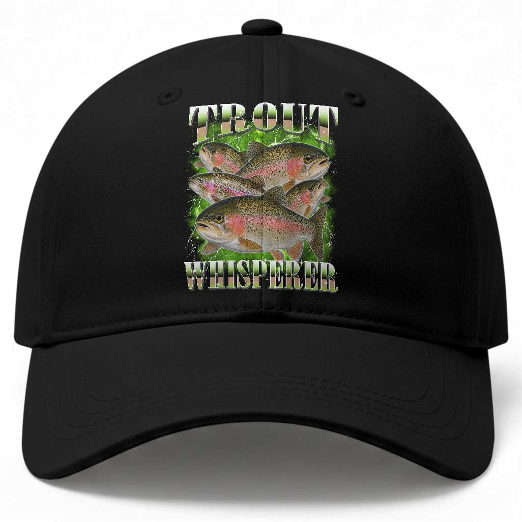 Trout Fish Whisperer Baseball Cap Funny Trout Fishing Fishermen Bootleg Art