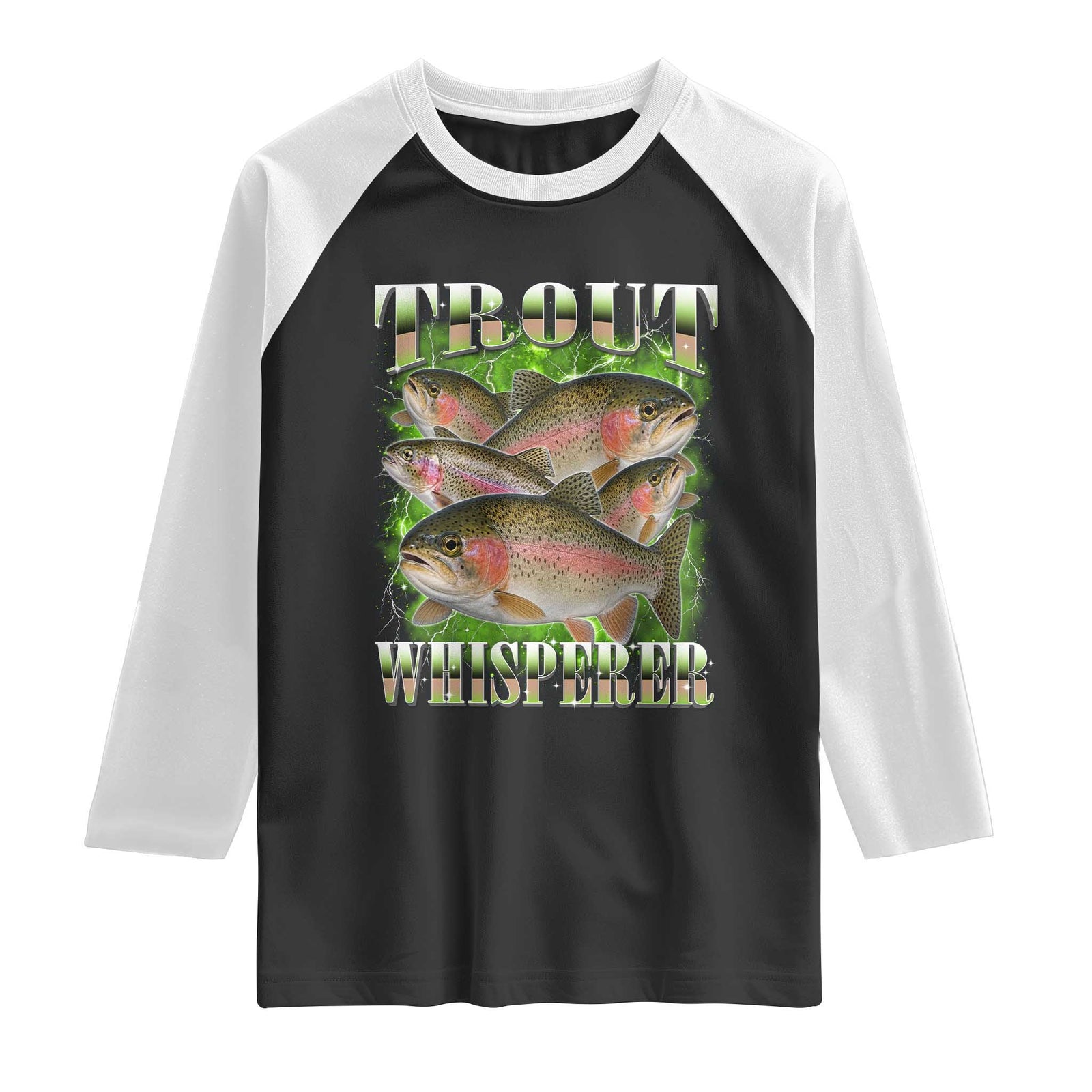 Trout Fish Whisperer Raglan Shirt Funny Trout Fishing Fishermen Bootleg Art