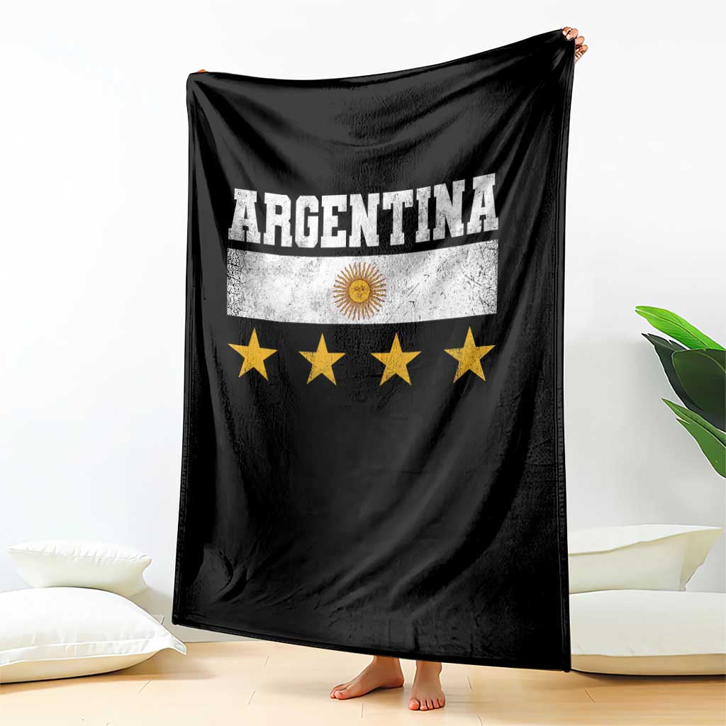 Argentina Champions 2026 4th Star Throw Blanket Vintage Sol De May and Stripes TS11 Print Your Wear
