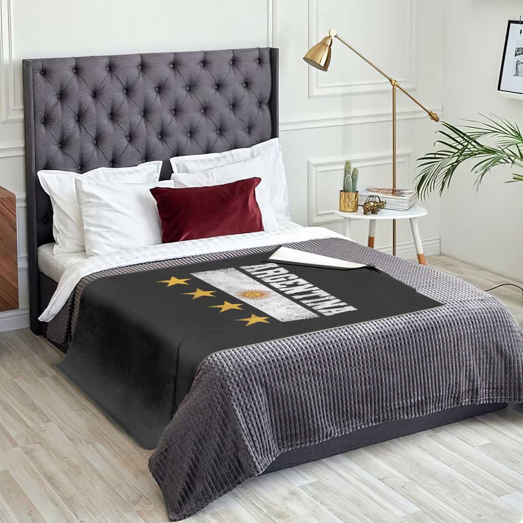 Argentina Champions 2026 4th Star Throw Blanket Vintage Sol De May and Stripes TS11 Print Your Wear