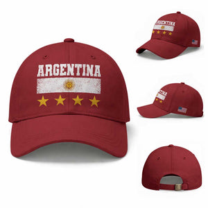 Argentina Champions 2026 4th Star Baseball Cap Vintage Sol De May and Stripes TS11 Baseball Cap Universal Fit Cherry Red Print Your Wear