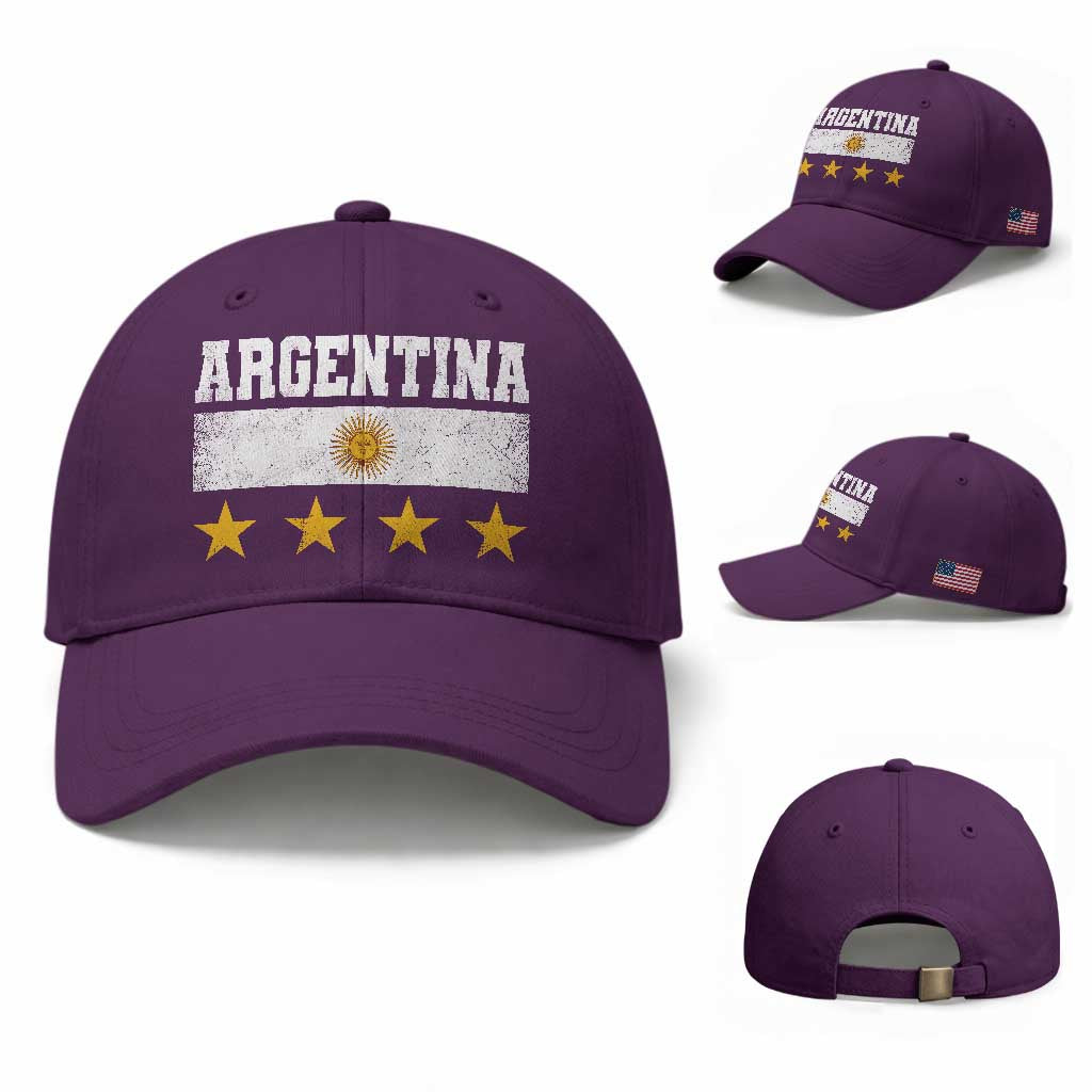 Argentina Champions 2026 4th Star Baseball Cap Vintage Sol De May and Stripes TS11 Baseball Cap Universal Fit Purple Print Your Wear