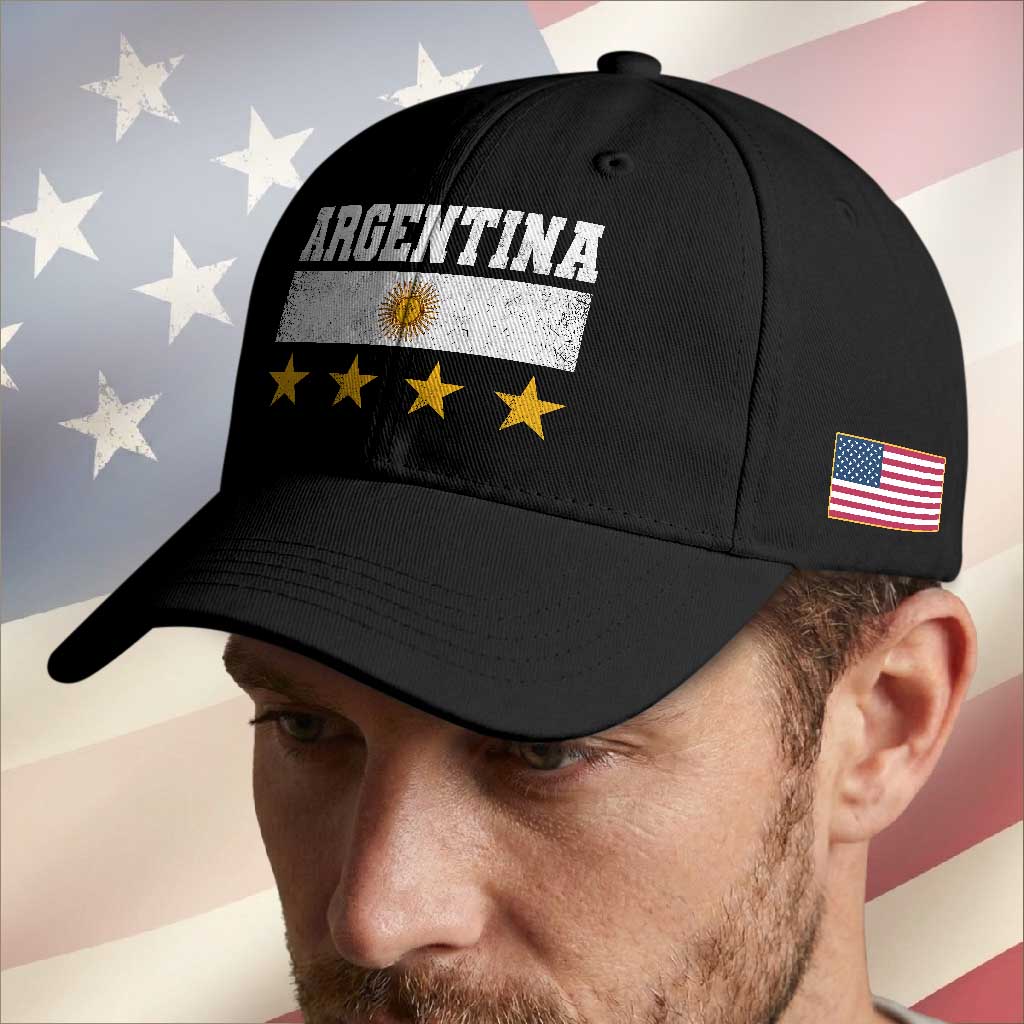 Argentina Champions 2026 4th Star Baseball Cap Vintage Sol De May and Stripes TS11 Print Your Wear