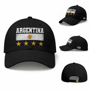 Argentina Champions 2026 4th Star Baseball Cap Vintage Sol De May and Stripes TS11 Baseball Cap Universal Fit Black Print Your Wear
