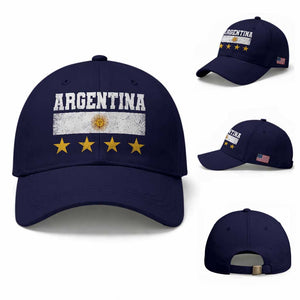 Argentina Champions 2026 4th Star Baseball Cap Vintage Sol De May and Stripes TS11 Baseball Cap Universal Fit Dark Blue Print Your Wear