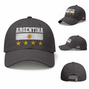 Argentina Champions 2026 4th Star Baseball Cap Vintage Sol De May and Stripes TS11 Baseball Cap Universal Fit Dark Gray Print Your Wear