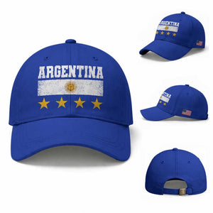 Argentina Champions 2026 4th Star Baseball Cap Vintage Sol De May and Stripes TS11 Baseball Cap Universal Fit Royal Blue Print Your Wear