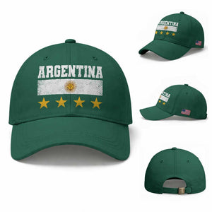 Argentina Champions 2026 4th Star Baseball Cap Vintage Sol De May and Stripes TS11 Baseball Cap Universal Fit Irish Green Print Your Wear