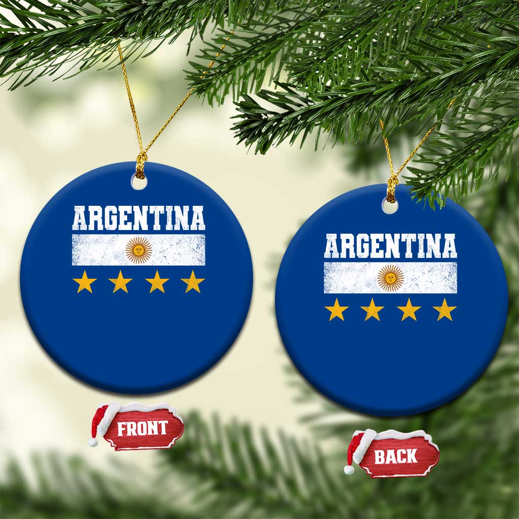 Argentina Champions 2026 4th Star Ceramic Ornament Vintage Sol De May and Stripes TS11 1pc Blue Print Your Wear
