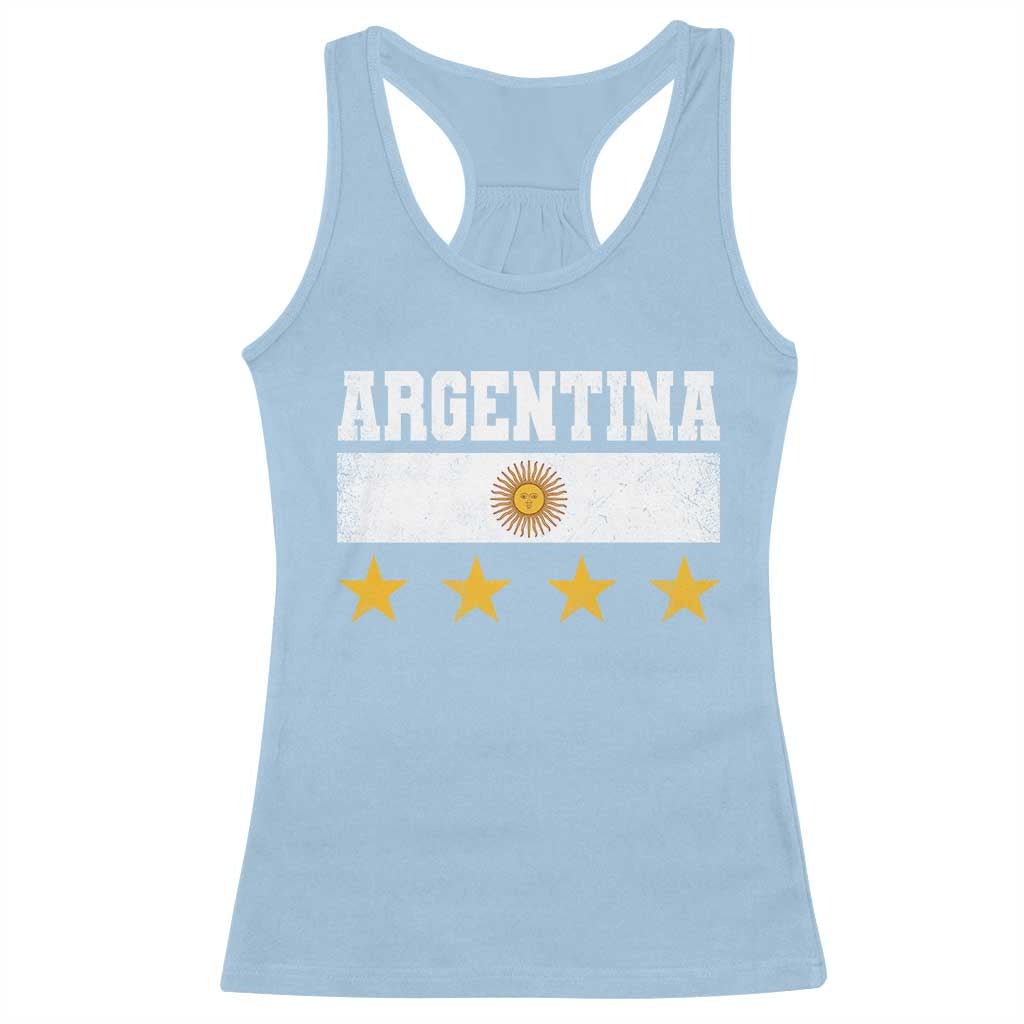Argentina Champions 2026 4th Star Racerback Tank Top Vintage Sol De May and Stripes TS11 Light Blue Print Your Wear