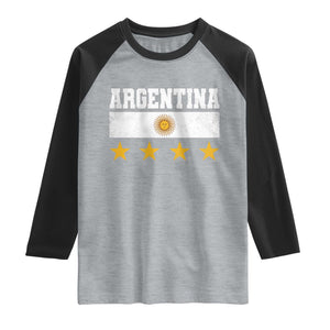 Argentina Champions 2026 4th Star Raglan Shirt Vintage Sol De May and Stripes TS11 Heather Gray Black Print Your Wear