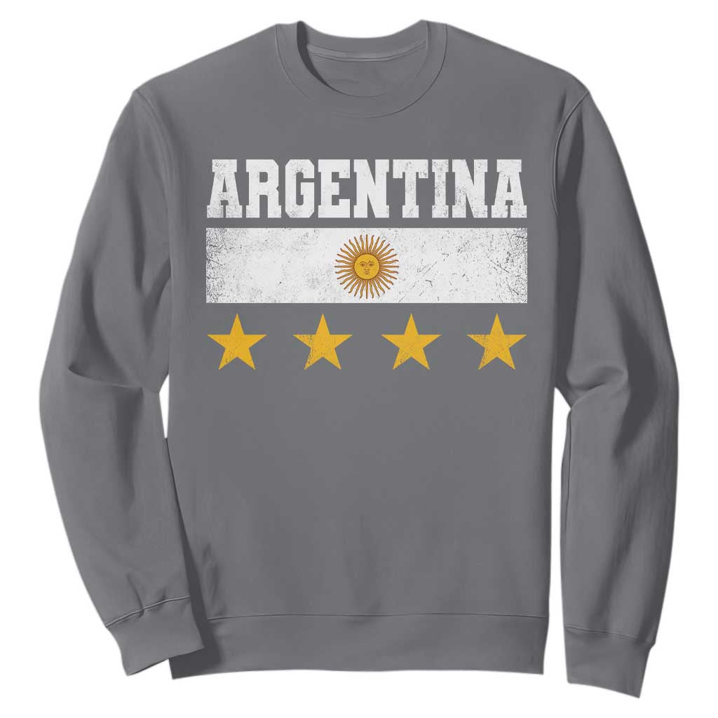Argentina Champions 2026 4th Star Sweatshirt Vintage Sol De May and Stripes TS11 Charcoal Print Your Wear