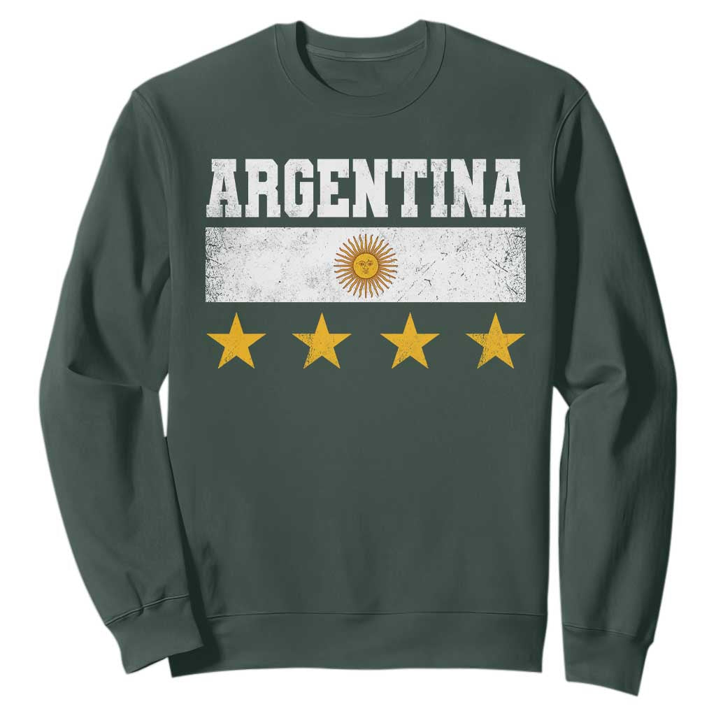 Argentina Champions 2026 4th Star Sweatshirt Vintage Sol De May and Stripes TS11 Dark Forest Green Print Your Wear