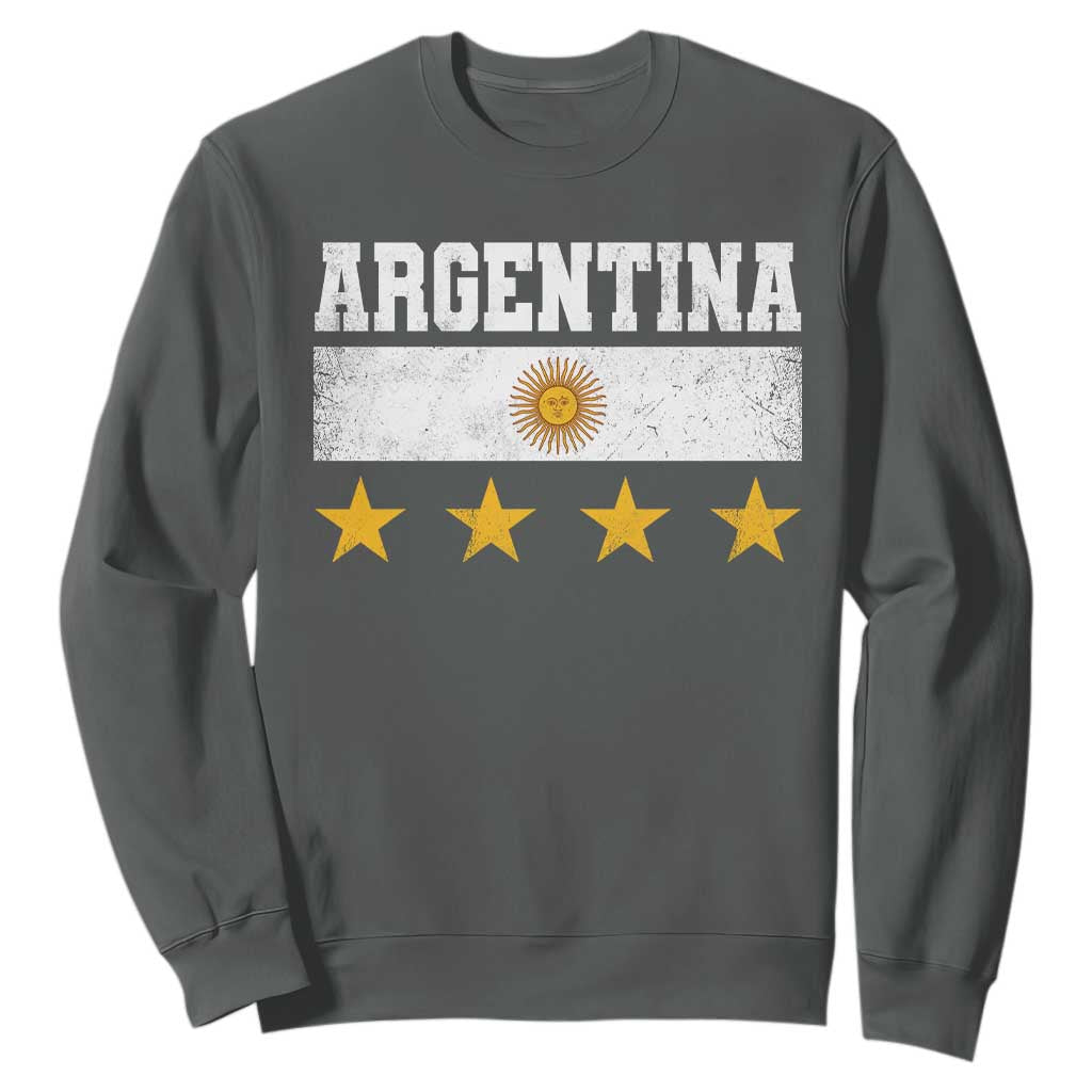 Argentina Champions 2026 4th Star Sweatshirt Vintage Sol De May and Stripes TS11 Dark Heather Print Your Wear