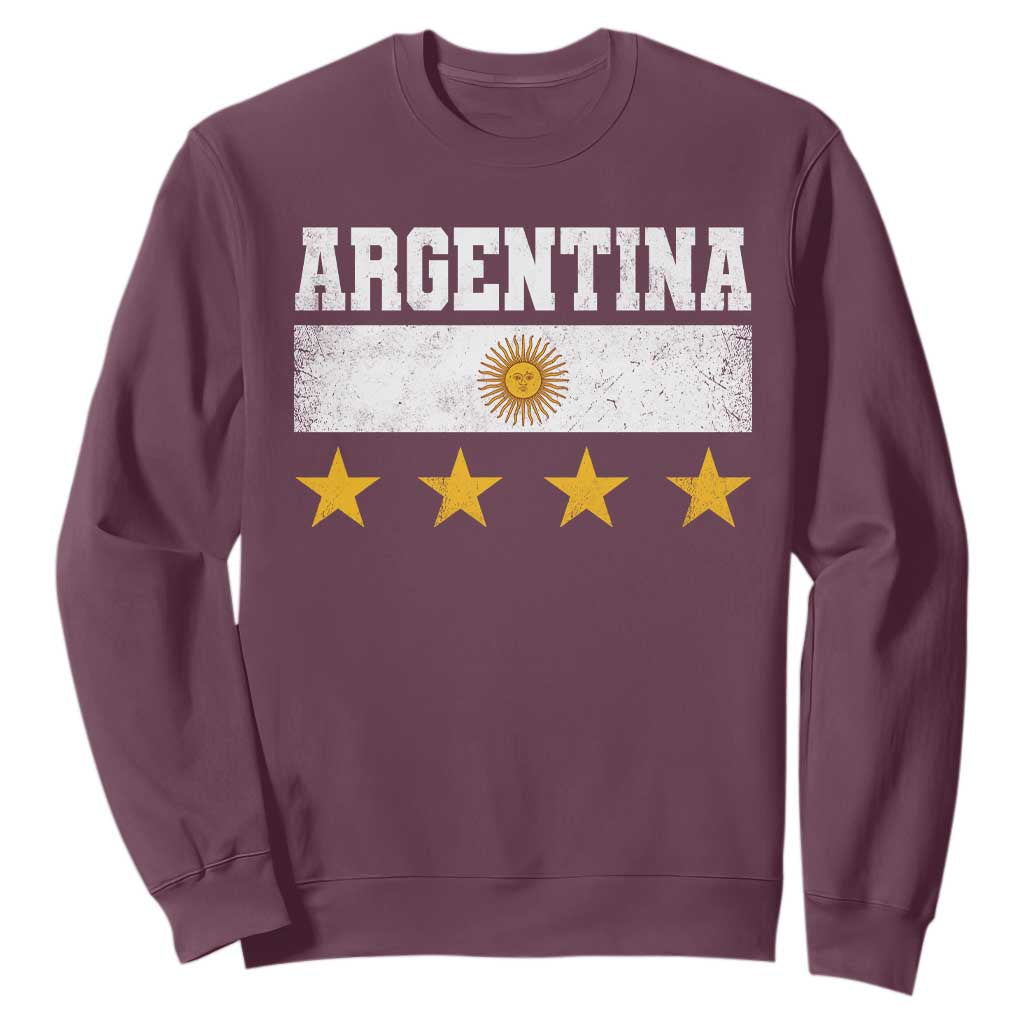 Argentina Champions 2026 4th Star Sweatshirt Vintage Sol De May and Stripes TS11 Maroon Print Your Wear