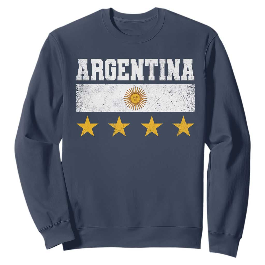 Argentina Champions 2026 4th Star Sweatshirt Vintage Sol De May and Stripes TS11 Navy Print Your Wear