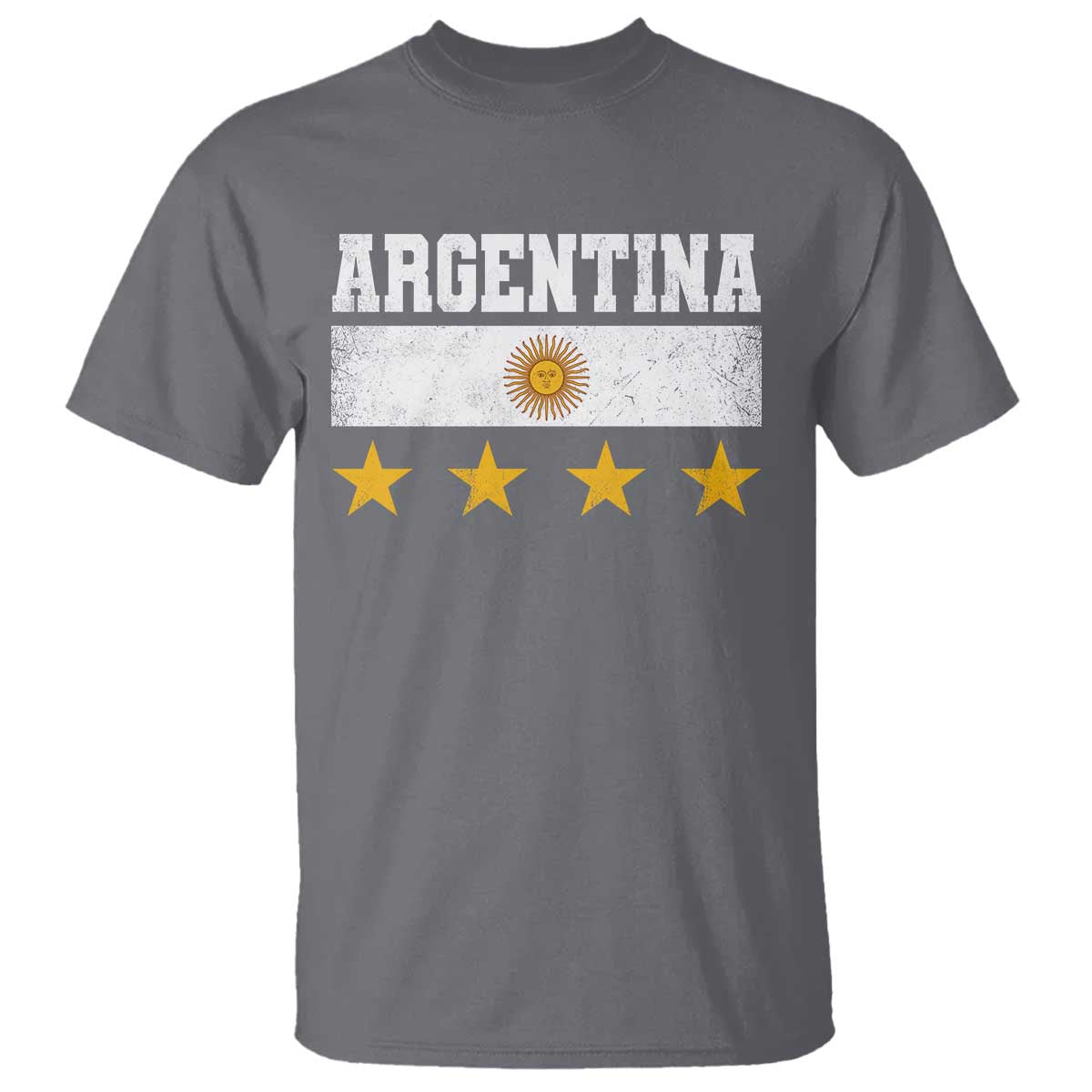 Argentina Champions 2026 4th Star T Shirt Vintage Sol De May and Stripes TS11 Charcoal Print Your Wear