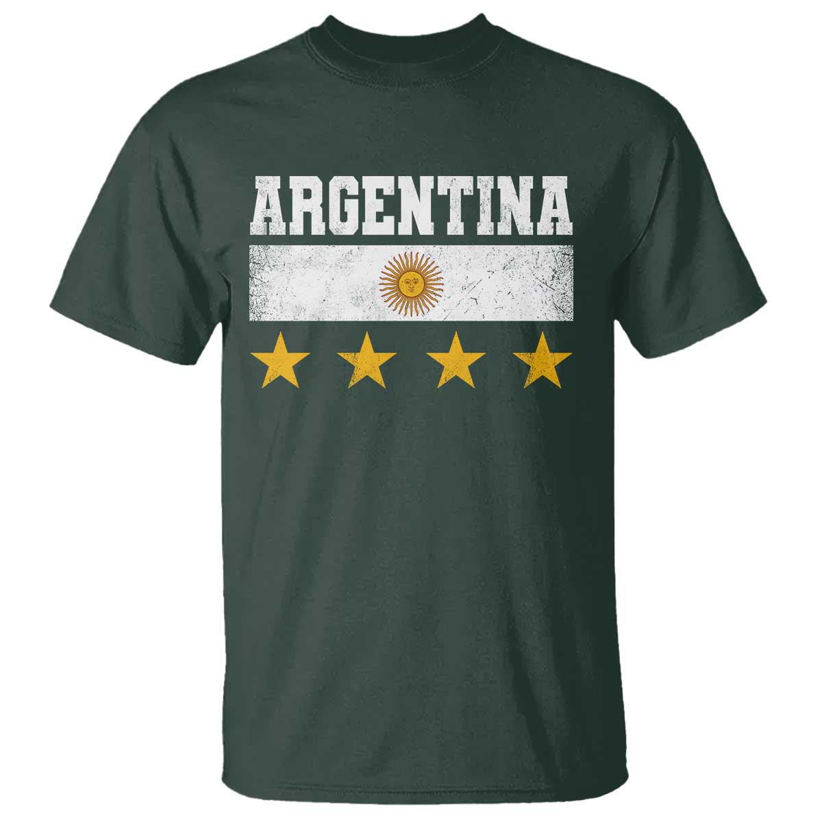 Argentina Champions 2026 4th Star T Shirt Vintage Sol De May and Stripes TS11 Dark Forest Green Print Your Wear