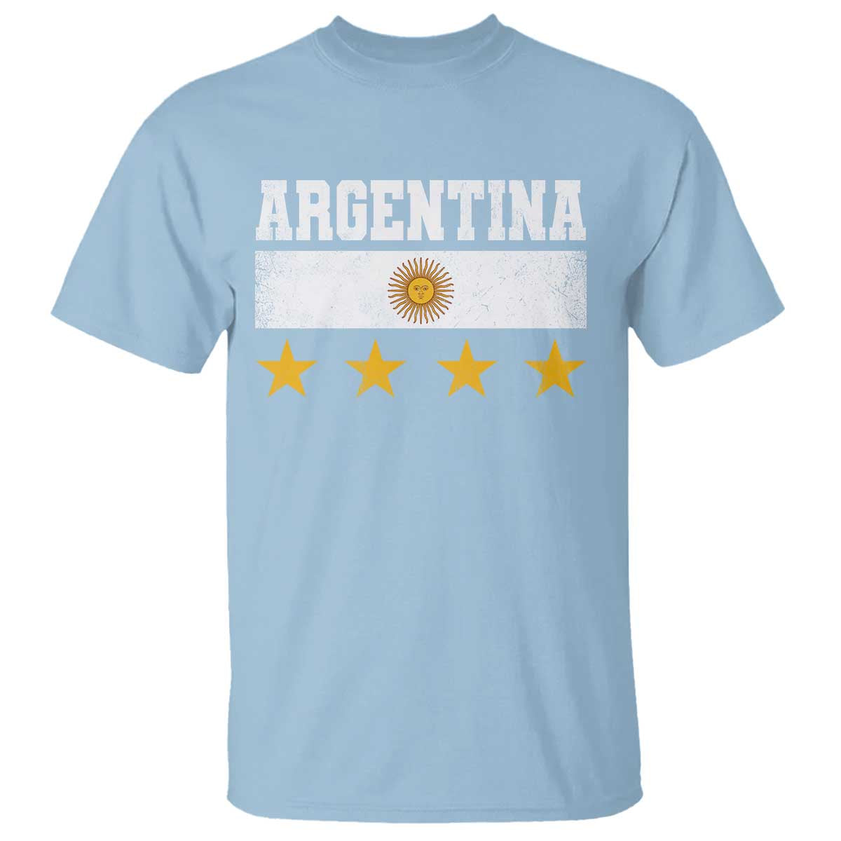 Argentina Champions 2026 4th Star T Shirt Vintage Sol De May and Stripes TS11 Light Blue Print Your Wear