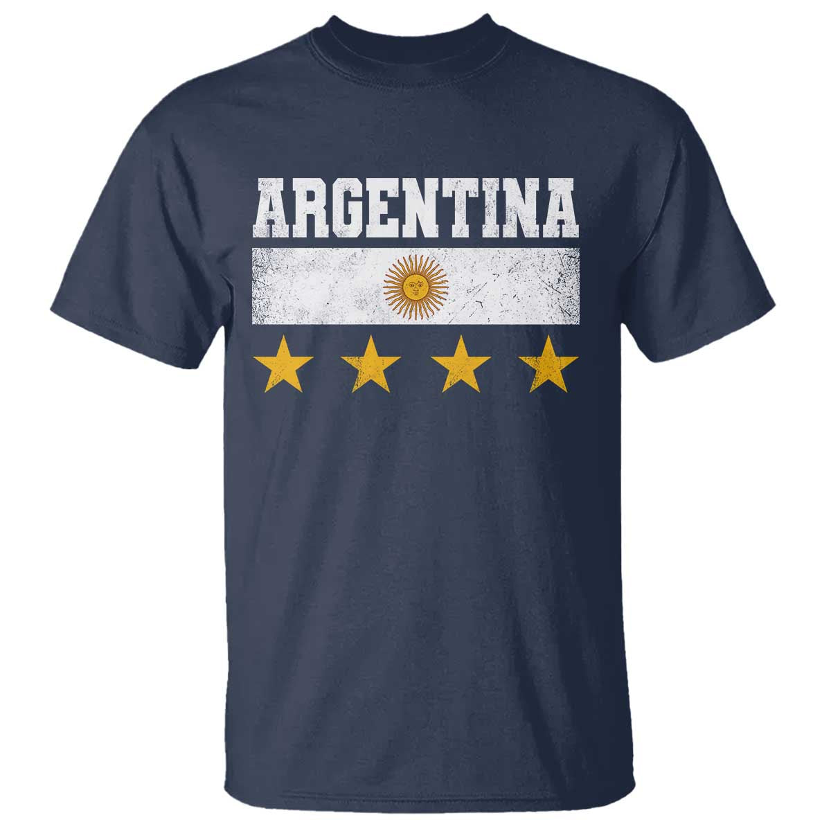 Argentina Champions 2026 4th Star T Shirt Vintage Sol De May and Stripes TS11 Navy Print Your Wear