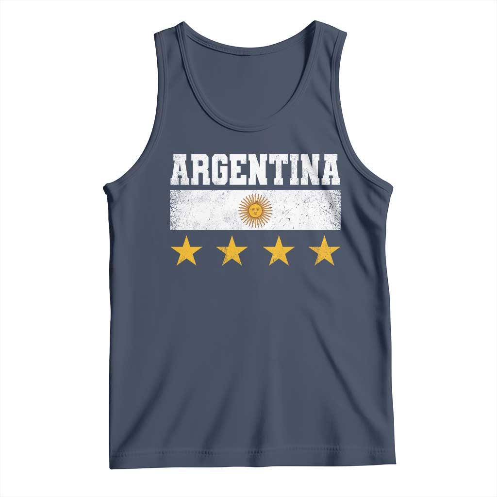 Argentina Champions 2026 4th Star Tank Top Vintage Sol De May and Stripes TS11 Navy Print Your Wear