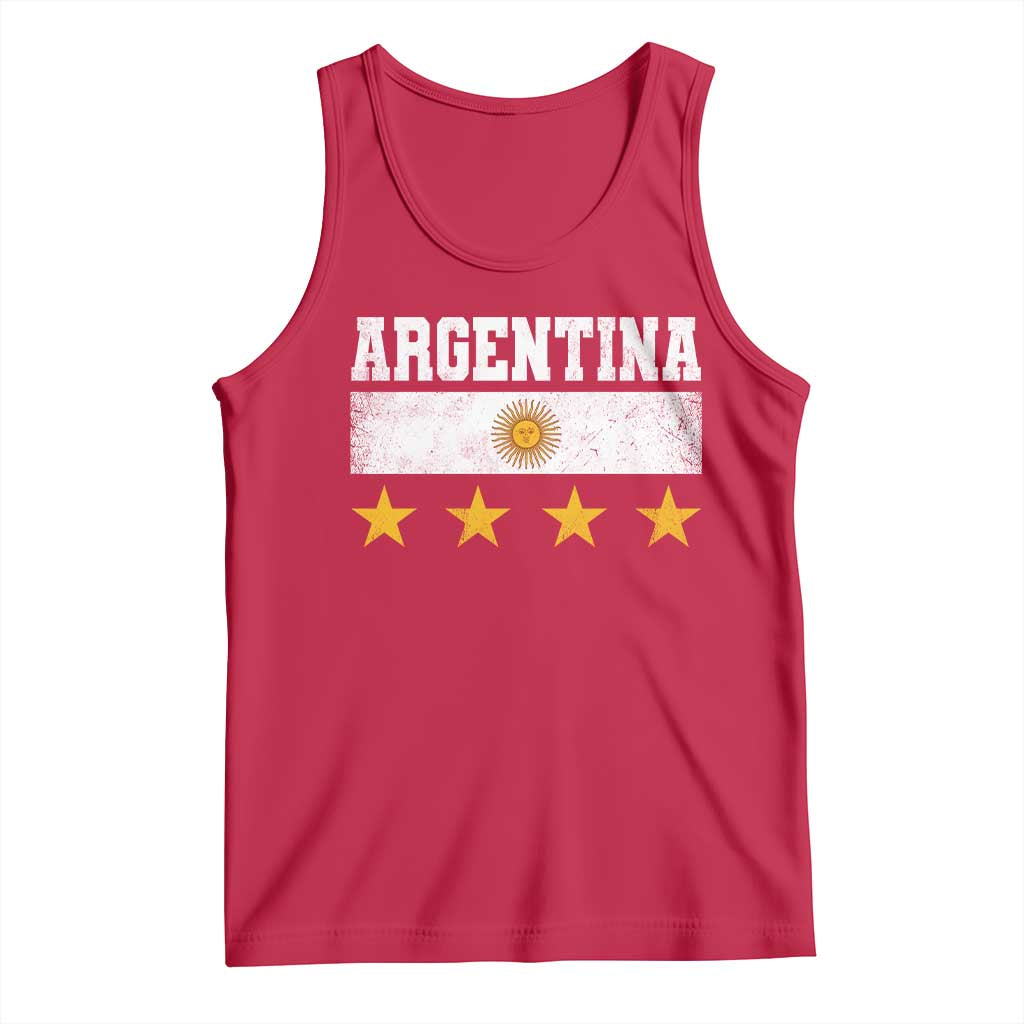 Argentina Champions 2026 4th Star Tank Top Vintage Sol De May and Stripes TS11 Red Print Your Wear