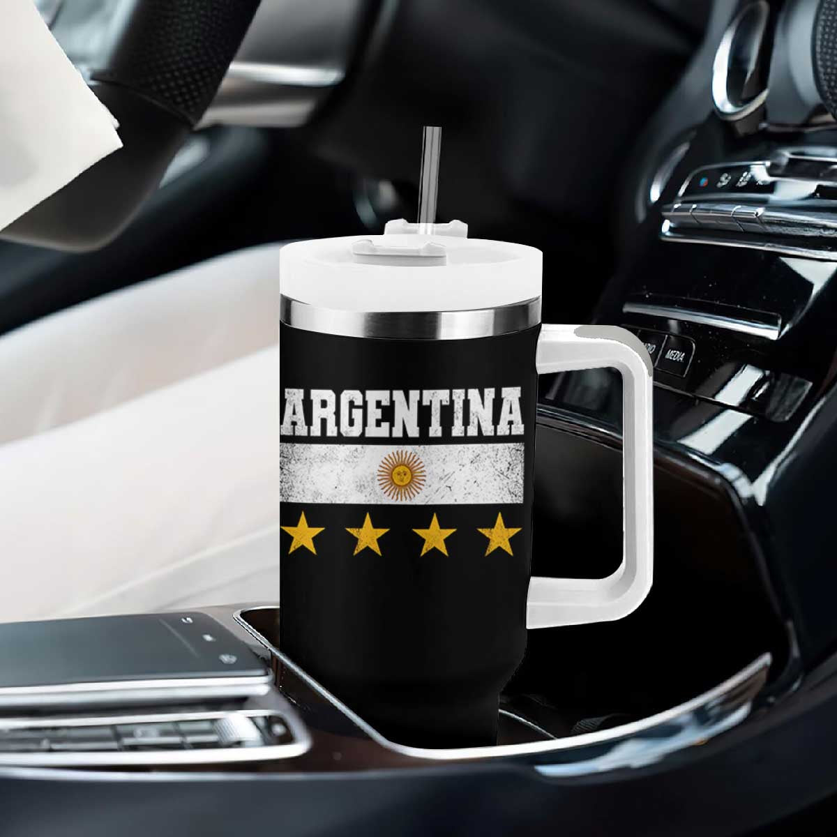 Argentina Champions 2026 4th Star Tumbler With Handle Vintage Sol De May and Stripes TS11 Print Your Wear