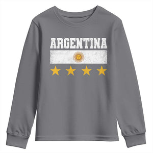 Argentina Champions 2026 4th Star Youth Sweatshirt Vintage Sol De May and Stripes TS11 Charcoal Print Your Wear