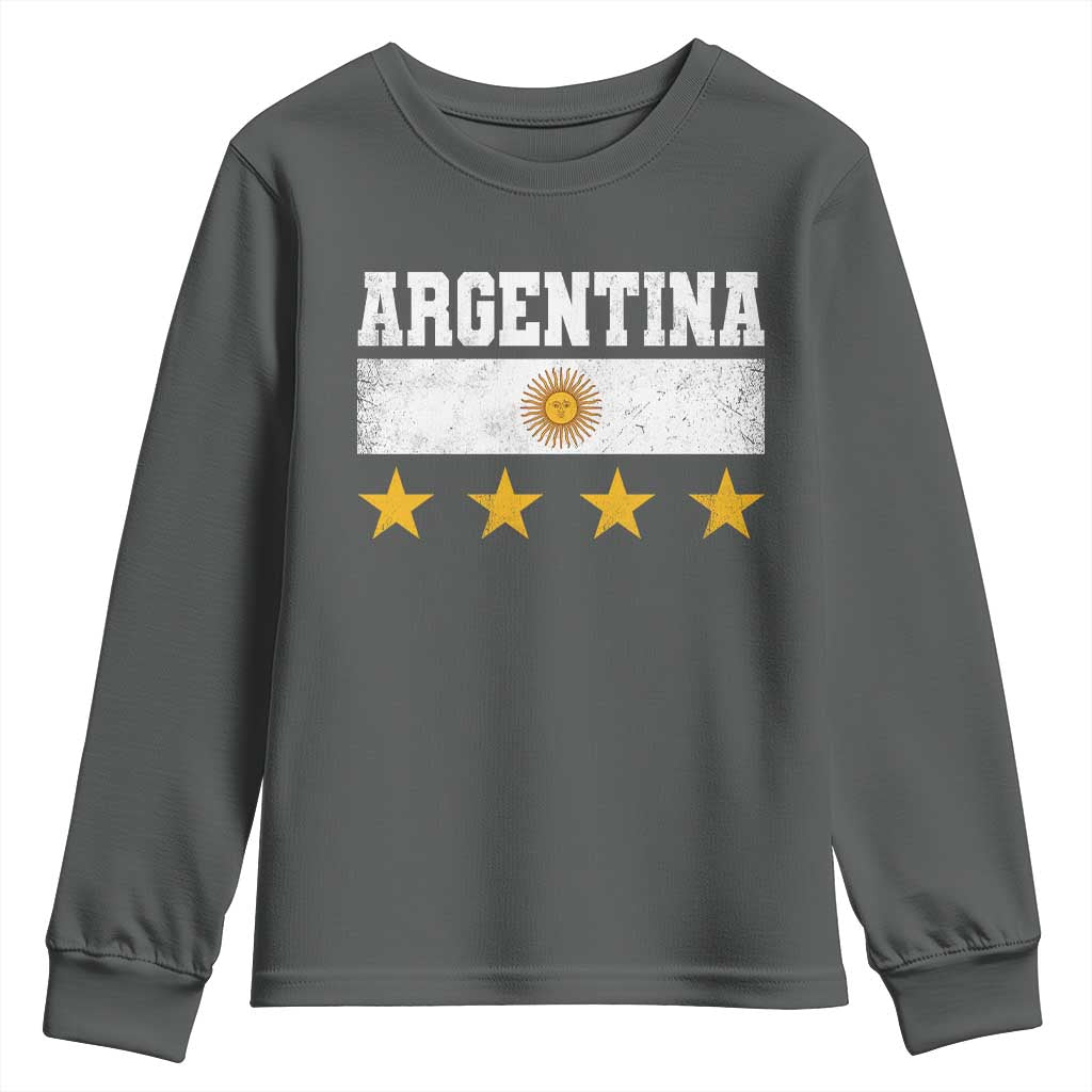Argentina Champions 2026 4th Star Youth Sweatshirt Vintage Sol De May and Stripes TS11 Dark Heather Print Your Wear