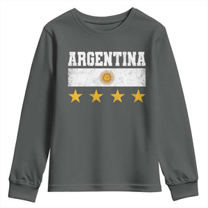Argentina Champions 2026 4th Star Youth Sweatshirt Vintage Sol De May and Stripes TS11 Dark Heather Print Your Wear