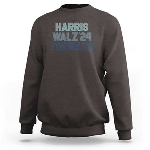 Harris Walz'24 Sweatshirt Forward Kamala Tim American Presidential Election TS11 Dark Chocolate Print Your Wear