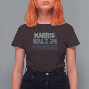 Harris Walz'24 T Shirt For Women Forward Kamala Tim American Presidential Election TS11 Dark Chocolate Print Your Wear