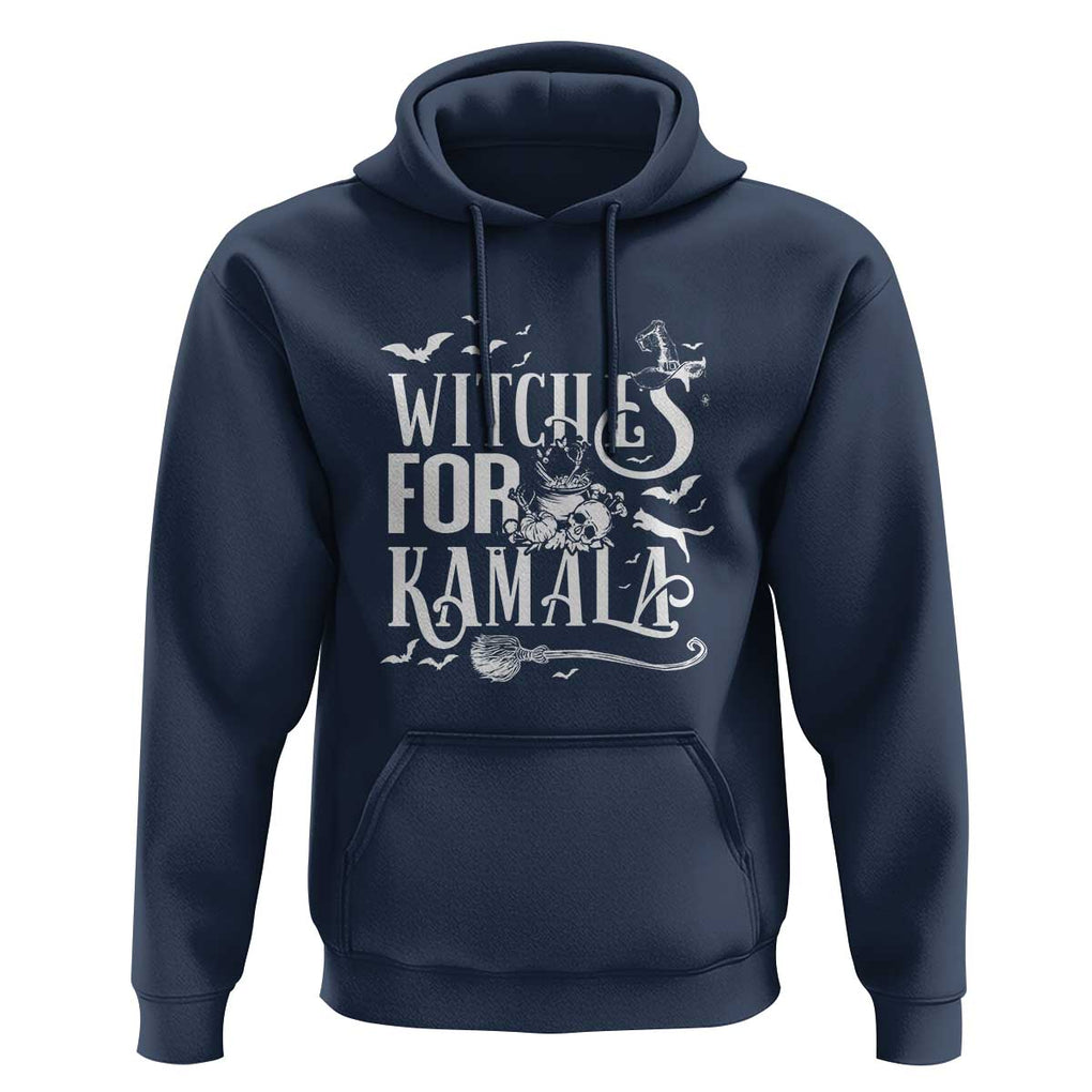 Harris Supporter Hoodie Witches For Kamala Mysterious Bat Cat Cauldron Broom TS11 Navy Print Your Wear