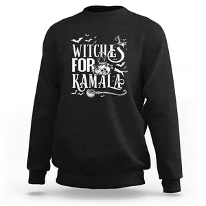 Harris Supporter Sweatshirt Witches For Kamala Mysterious Bat Cat Cauldron Broom TS11 Black Print Your Wear