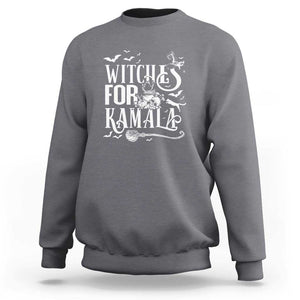 Harris Supporter Sweatshirt Witches For Kamala Mysterious Bat Cat Cauldron Broom TS11 Charcoal Print Your Wear