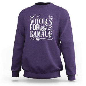 Harris Supporter Sweatshirt Witches For Kamala Mysterious Bat Cat Cauldron Broom TS11 Purple Print Your Wear