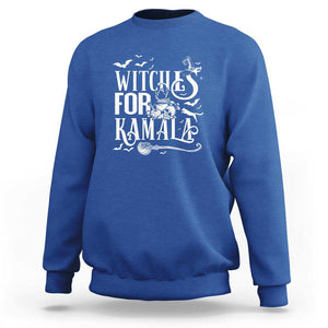 Harris Supporter Sweatshirt Witches For Kamala Mysterious Bat Cat Cauldron Broom TS11 Royal Blue Print Your Wear