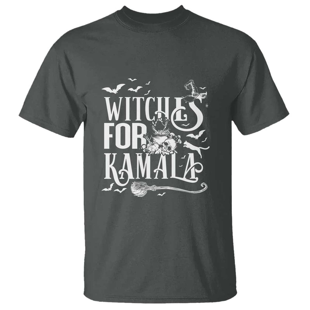Harris Supporter T Shirt Witches For Kamala Mysterious Bat Cat Cauldron Broom TS11 Dark Heather Print Your Wear