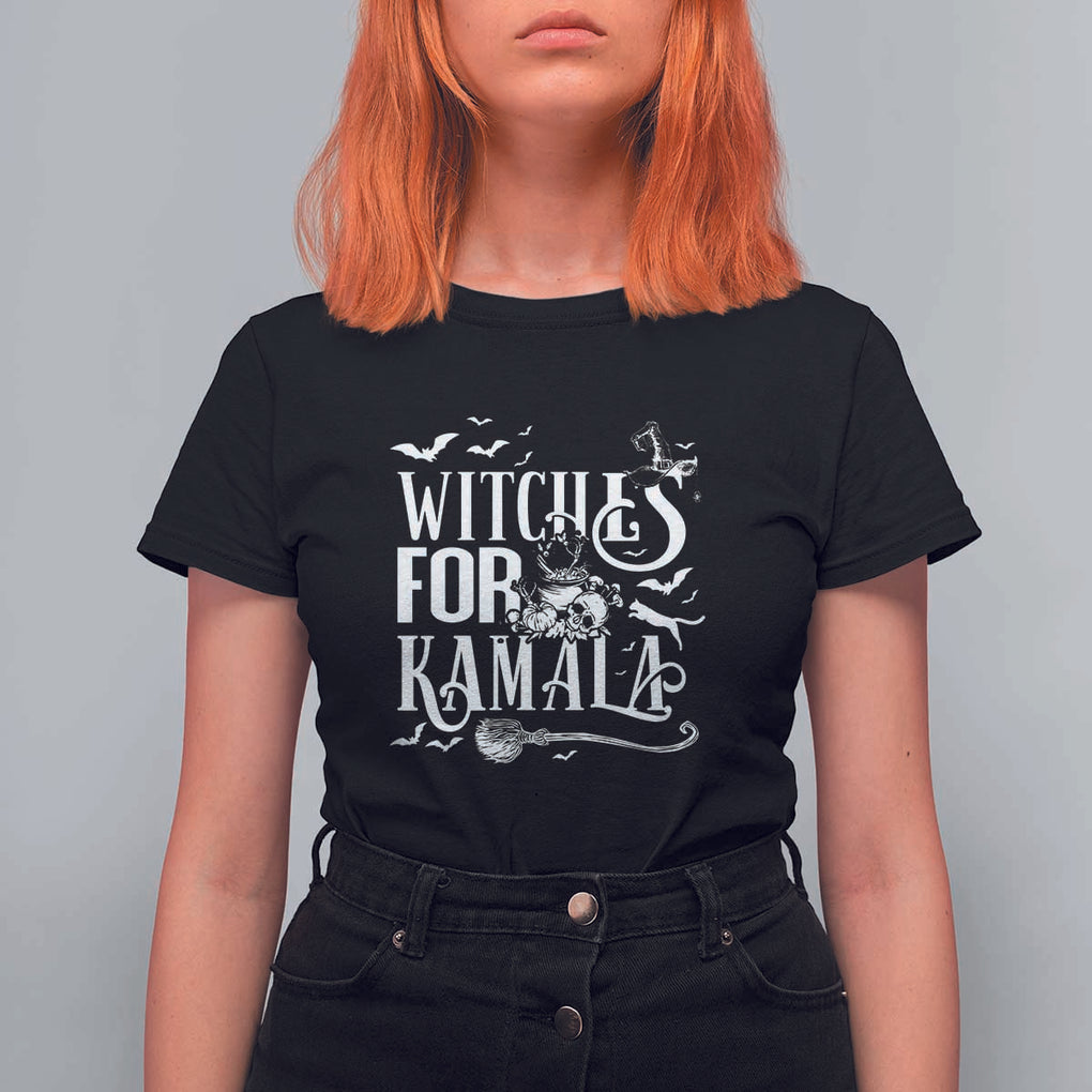 Harris Supporter T Shirt For Women Witches For Kamala Mysterious Bat Cat Cauldron Broom TS11 Black Print Your Wear