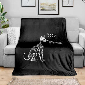 Boop Funny Cat Skeleton Hand Halloween Pet Graphic Throw Blanket