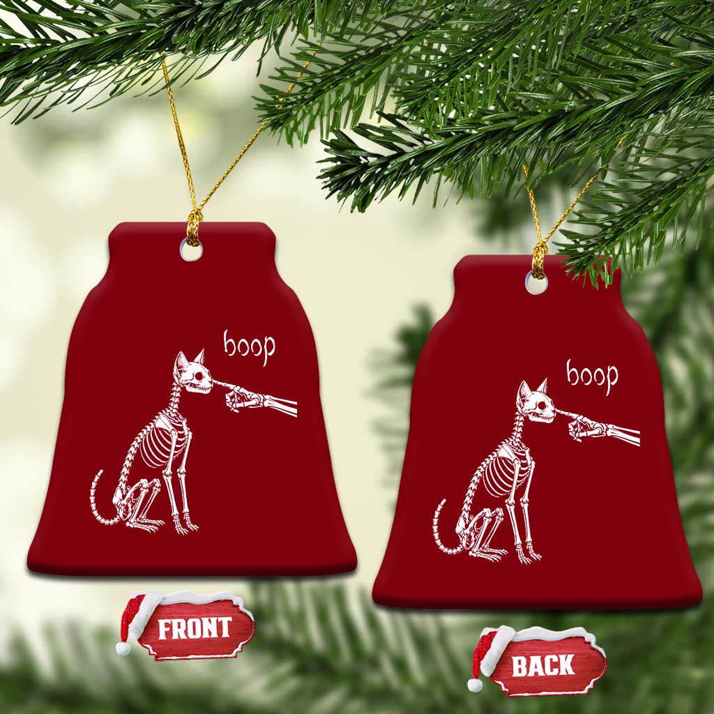 Boop Funny Cat Skeleton Hand Halloween Pet Graphic Ceramic Ornament