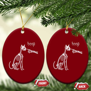 Boop Funny Cat Skeleton Hand Halloween Pet Graphic Ceramic Ornament