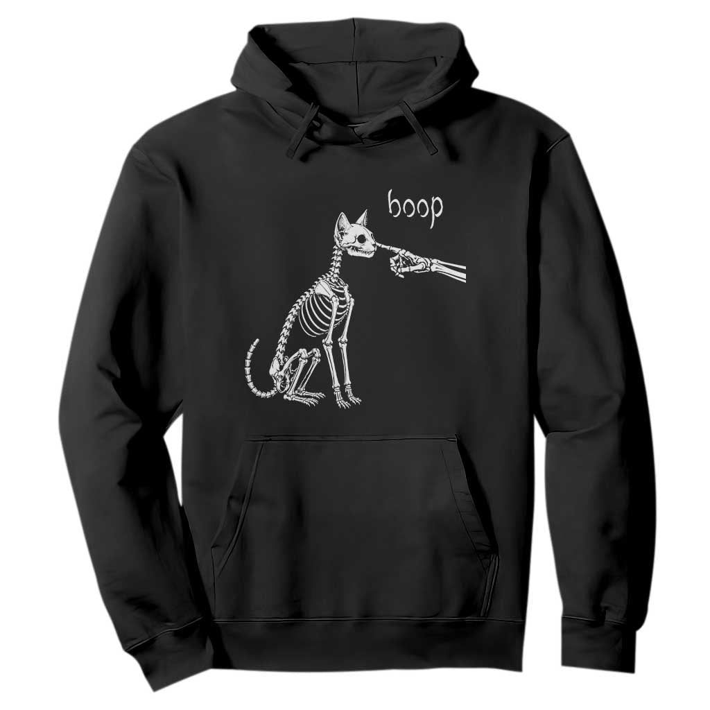 Boop Funny Cat Skeleton Hand Halloween Pet Graphic Hoodie