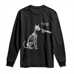 Boop Funny Cat Skeleton Hand Halloween Pet Graphic Long Sleeve Shirt
