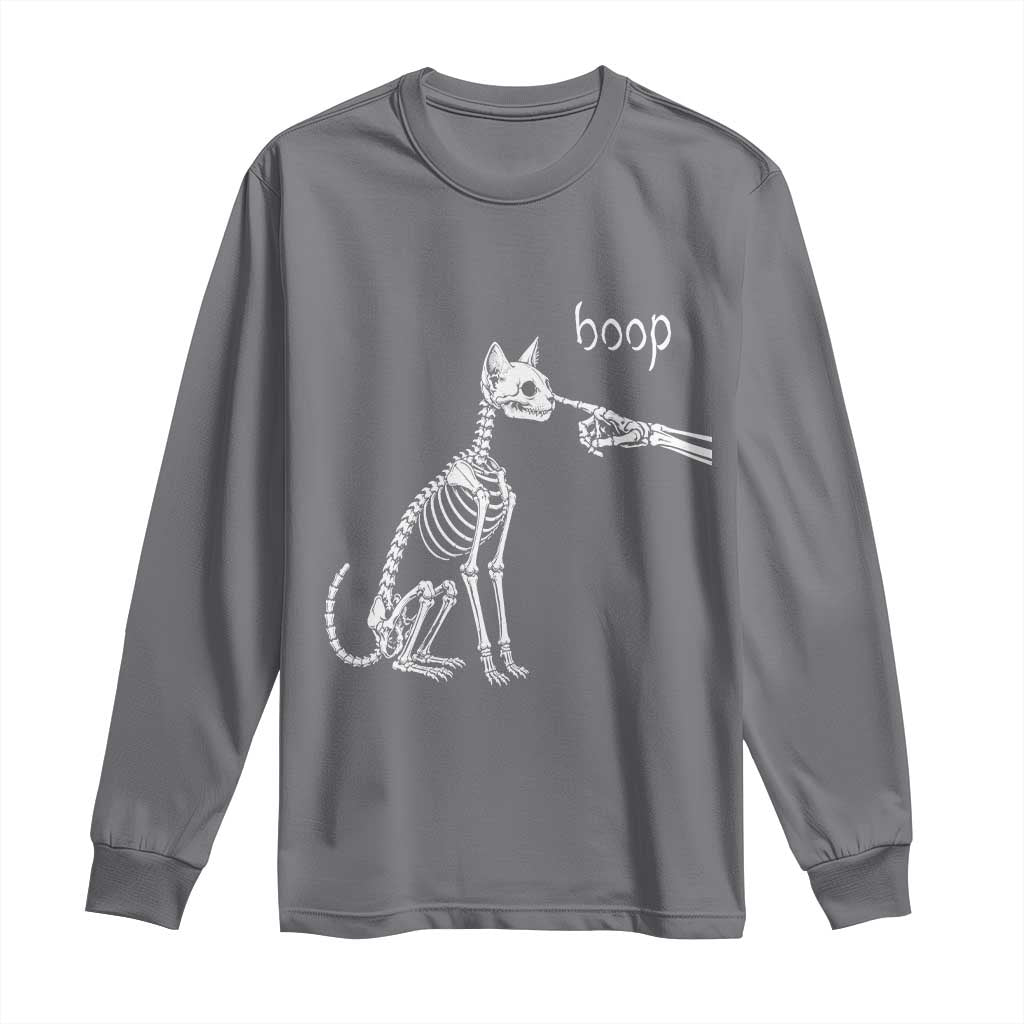 Boop Funny Cat Skeleton Hand Halloween Pet Graphic Long Sleeve Shirt